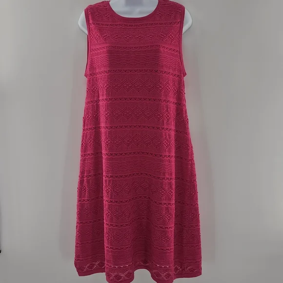 Eliza J | Dresses | Eliza J Hot Pink Sleeveless Fully Lined Crochet Midi  Dress Women Size Large | Poshmark